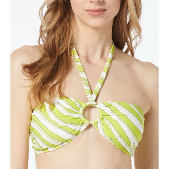 Michael Michael Kors Women's Logo-Ring Halter Bikini Top Swimwear Lime Size L - Picture 1 of 3